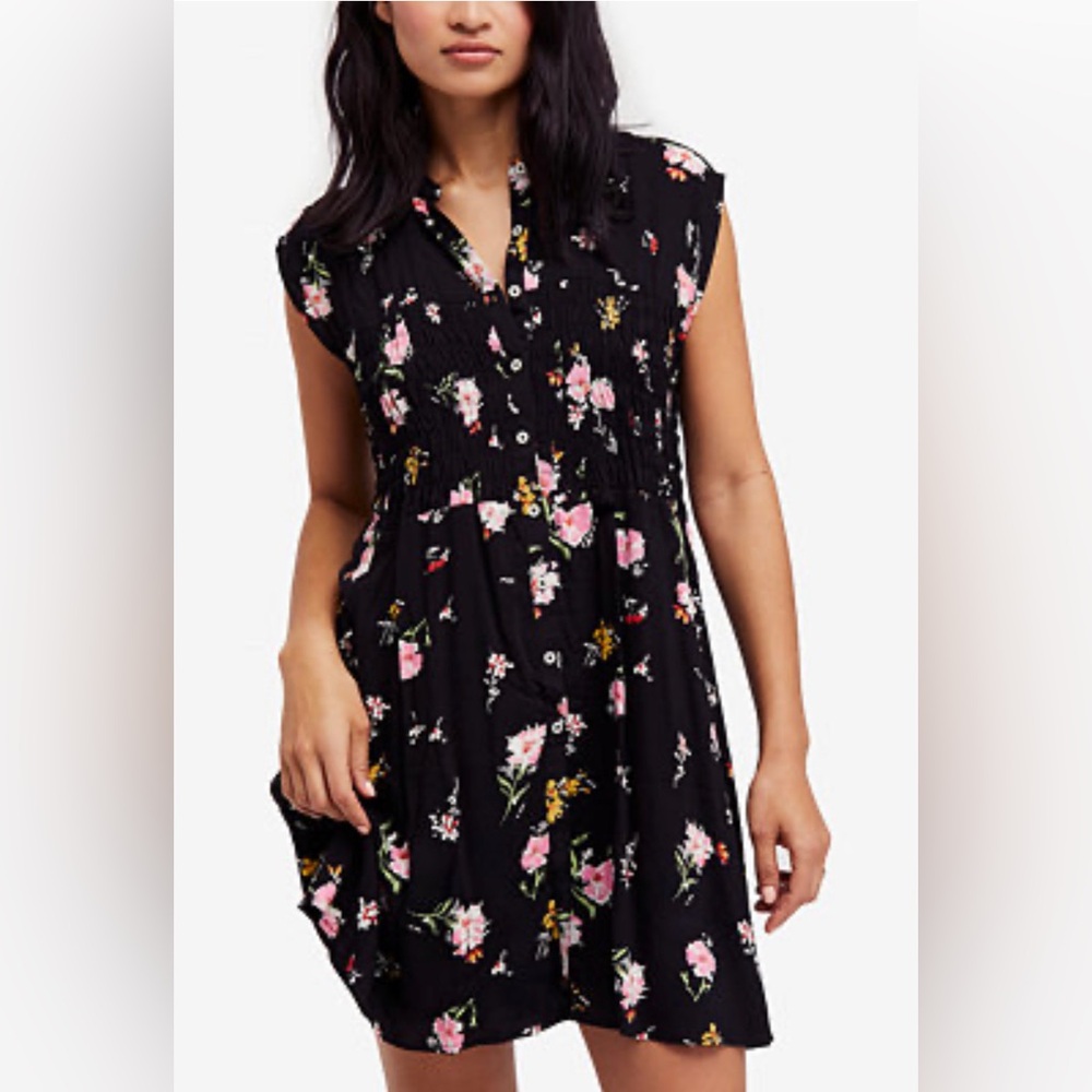 Free People Women’s Greatest Day Printed Smocked Dress Size Large